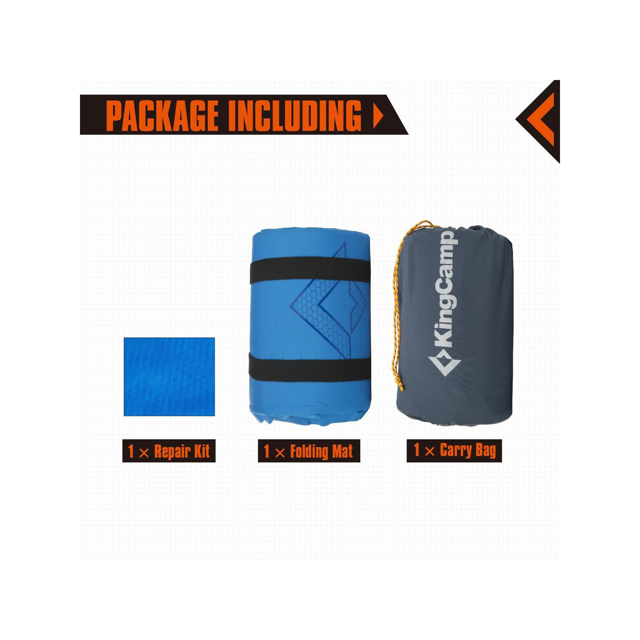 Voir la diapositive 4 : KINGCAMP Tapis de camping autogonflant - kingcamp - bleu - 183 x 51 cm