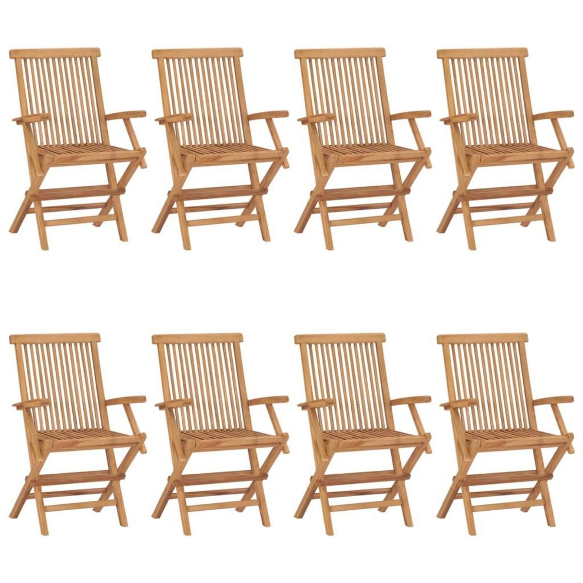 VIDAXL Chaises de jardin avec coussins vert lot de 8 Bois teck massif