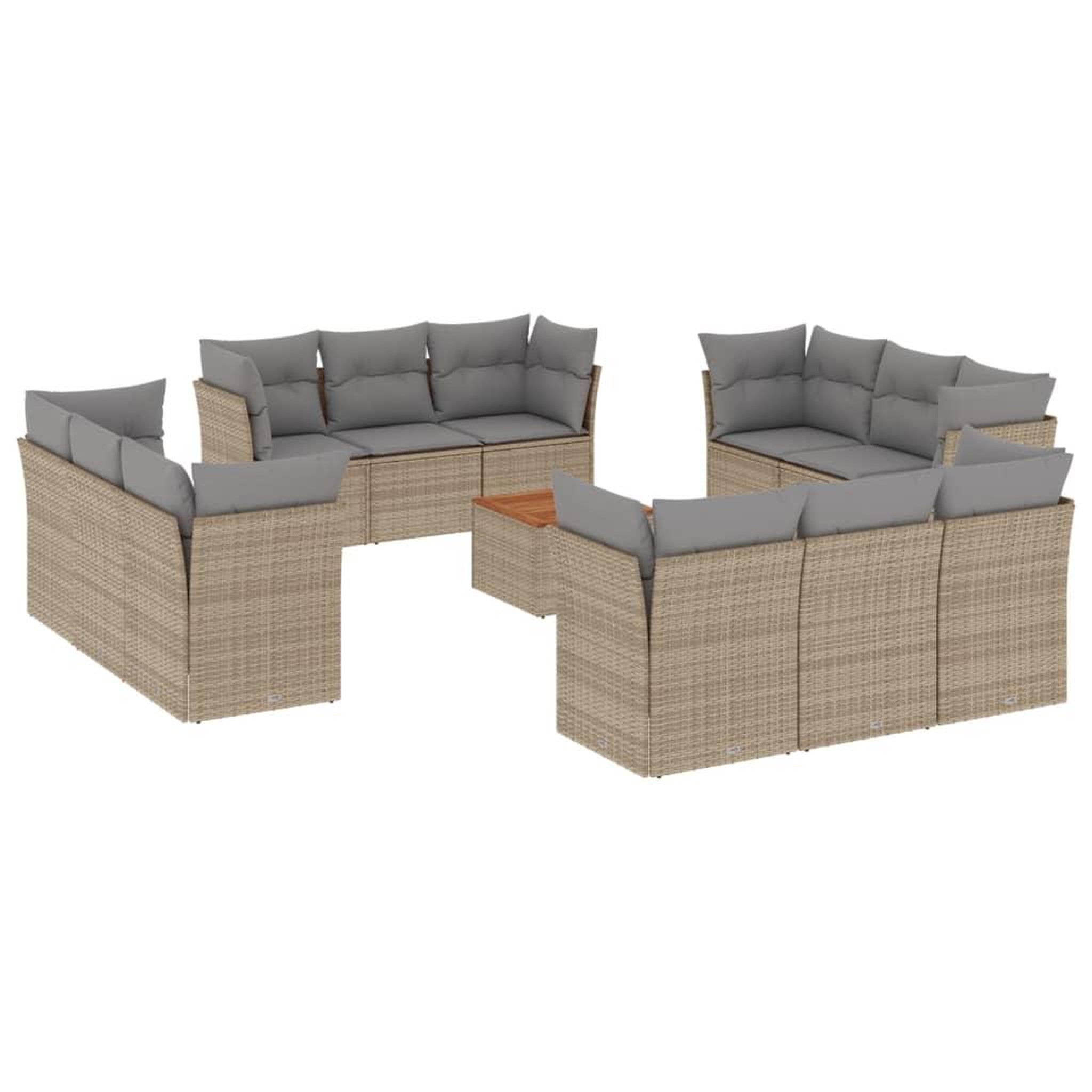 Voir la diapositive 2 : VIDAXL Salon de jardin avec coussins 13 pcs beige resine tressee