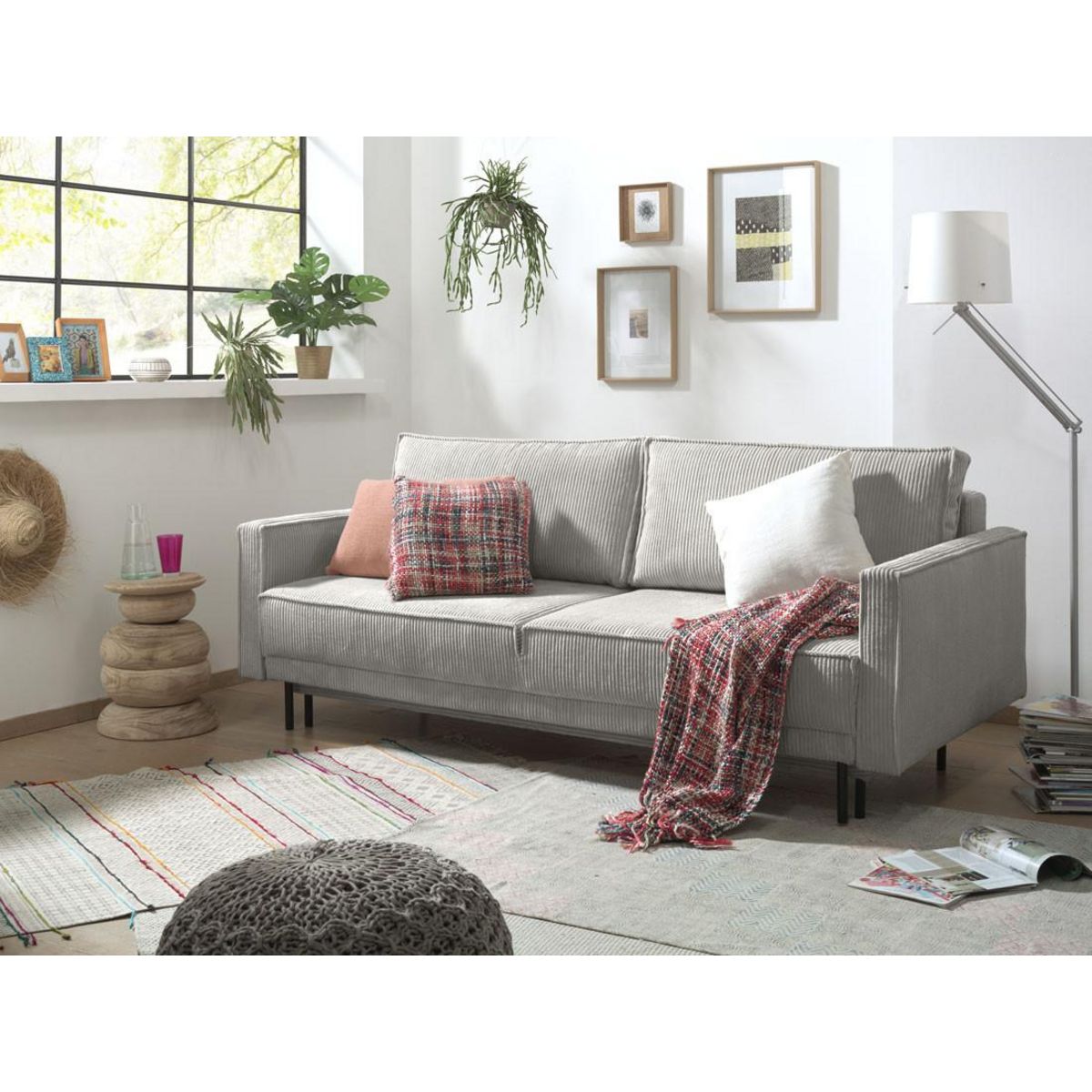 LISA DESIGN Charlie - canapé 3 places convertible avec coffre - en velours côtelé