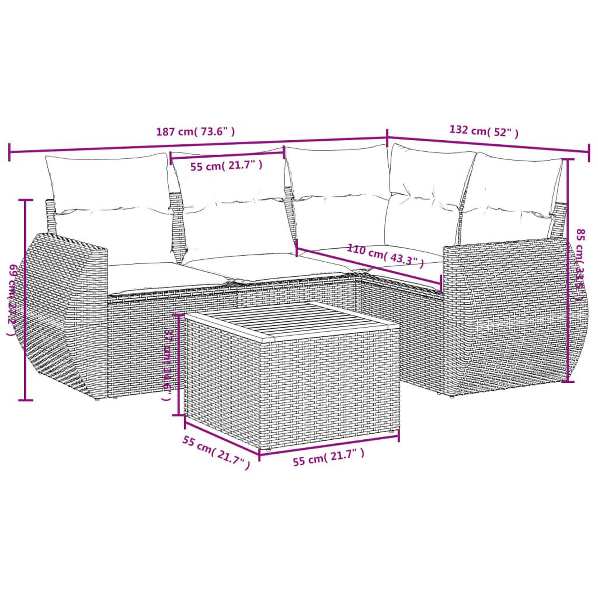 Voir la diapositive 3 : VIDAXL Salon de jardin avec coussins 5 pcs beige resine tressee