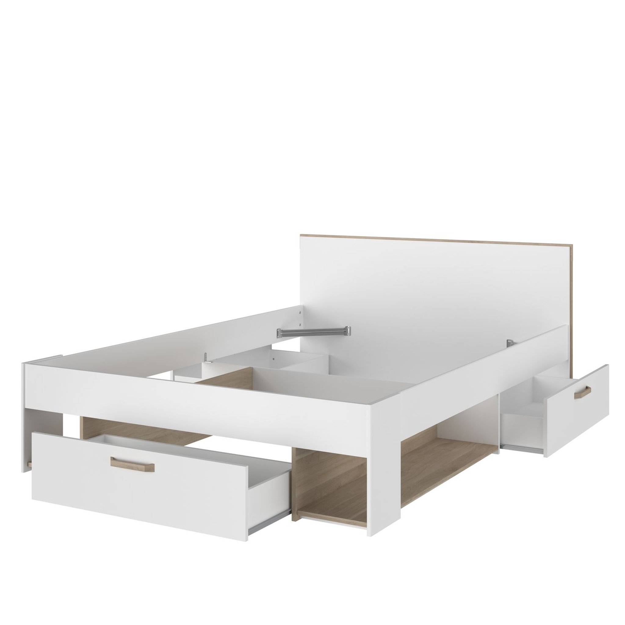 Voir la diapositive 3 : Lit double avec rangements 140X190/200 cm SANDRINE