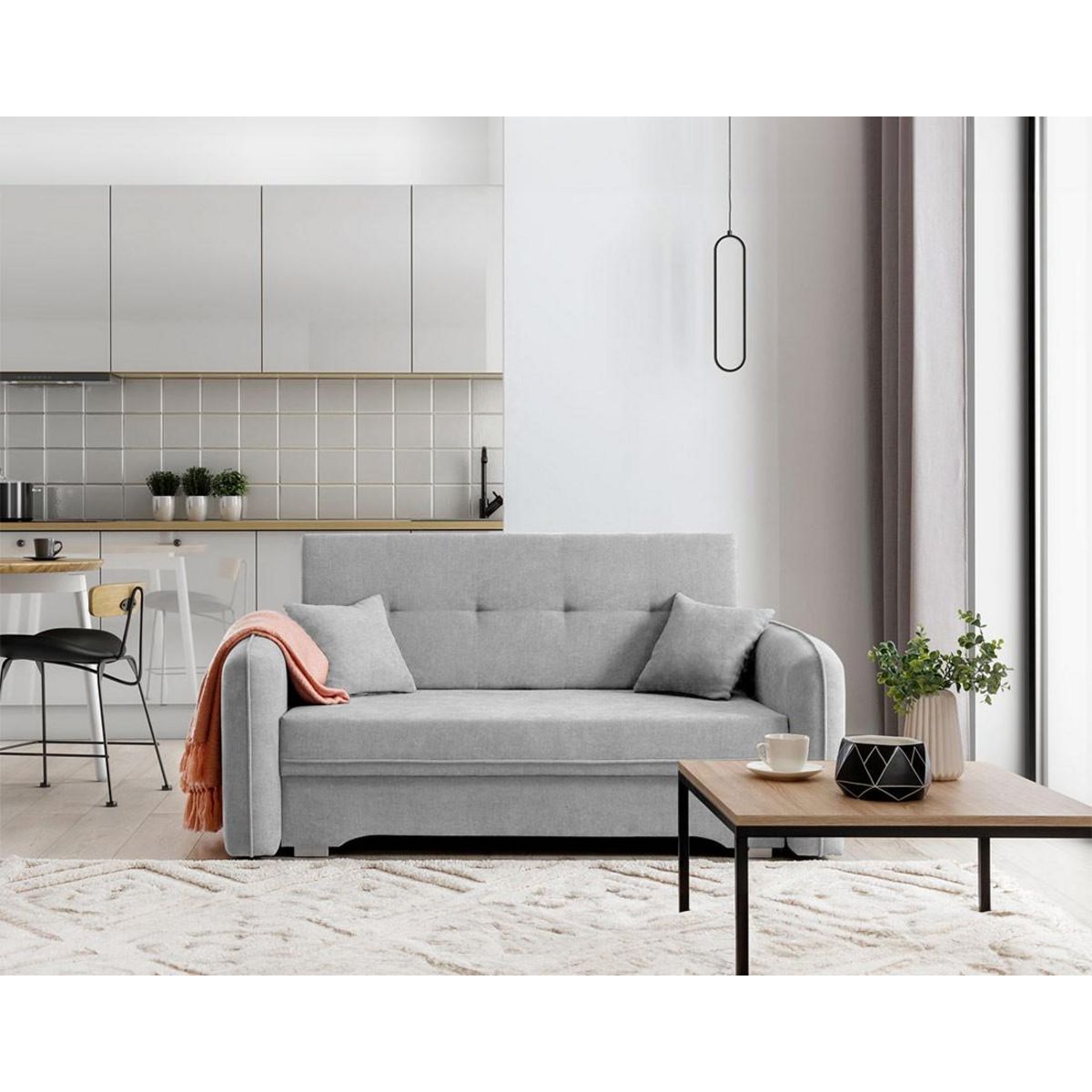 BEST MOBILIER Michelle - canapé droit 3 places convertible avec coffre en velours