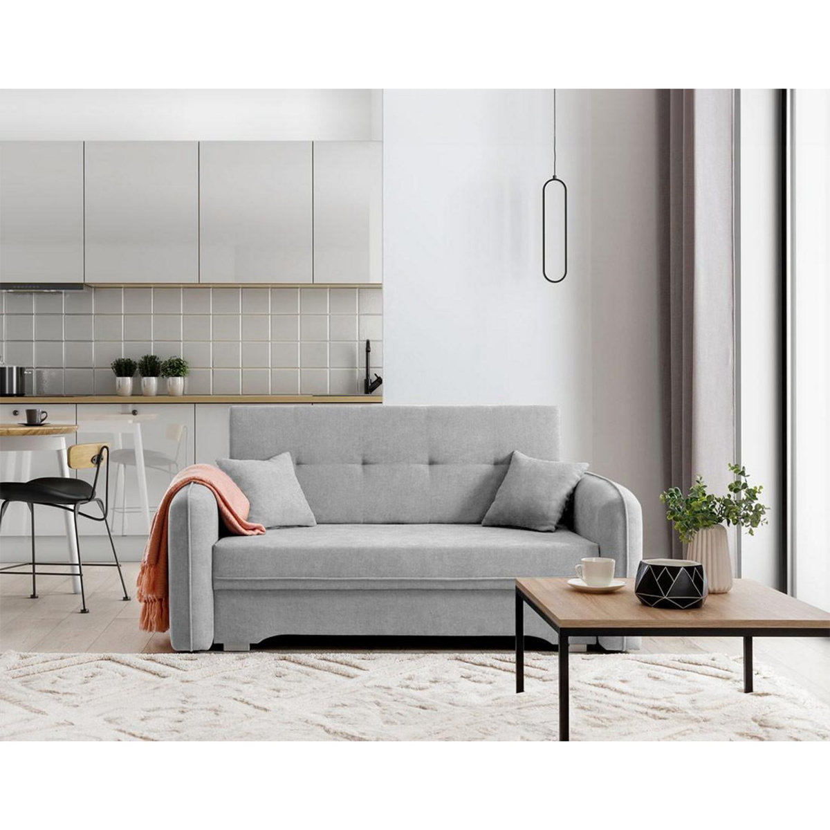 BEST MOBILIER Michelle - canapé droit 3 places convertible avec coffre en velours