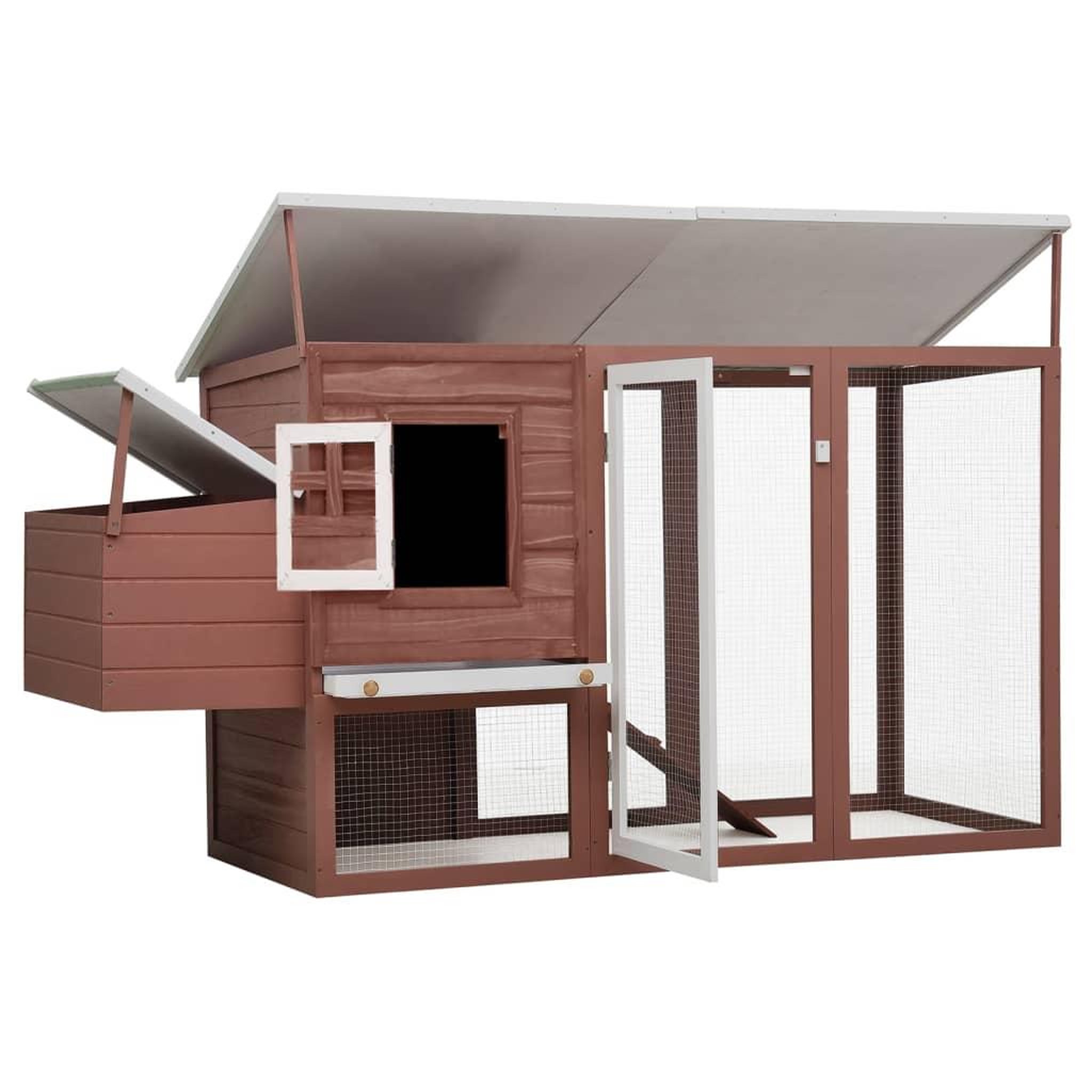 Voir la diapositive 3 : VIDAXL Poulailler d'exterieur avec 1 nichoir Marron Bois