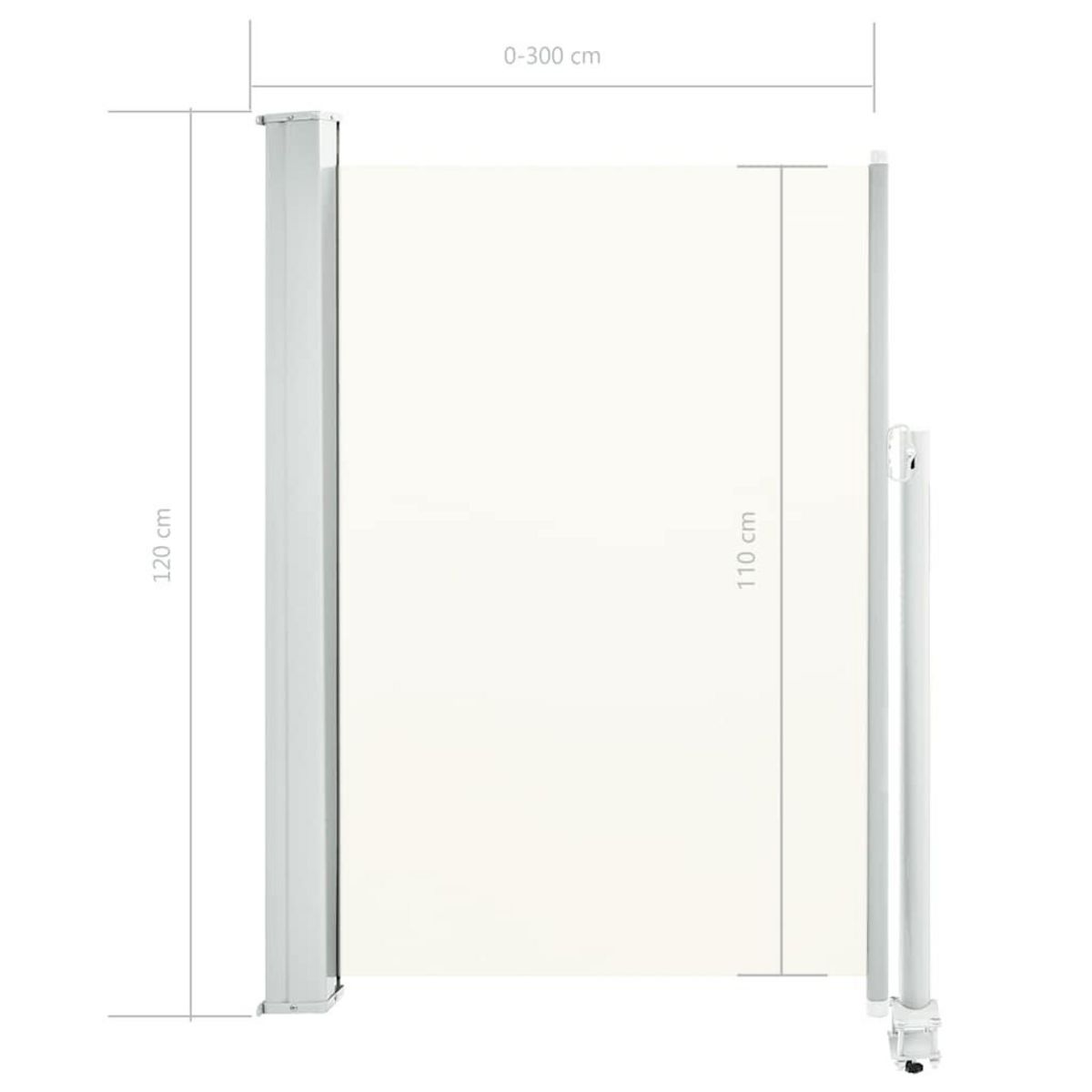 VIDAXL Auvent lateral retractable de patio 120 x 300 cm Blanc casse