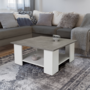 Voir la diapositive 5 : ID MARKET Table basse carrée ELI blanche plateau effet béton