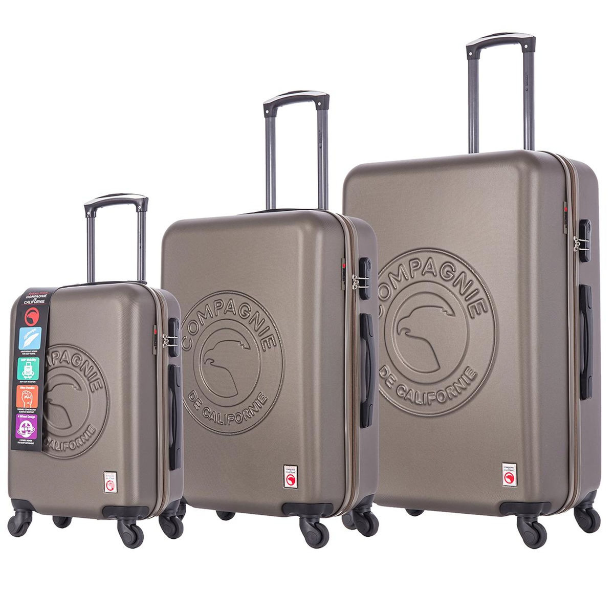 COMPAGNIE DE CALIFORNIE Ensemble de 3 valises à roulettes gris - cc-t366 grey