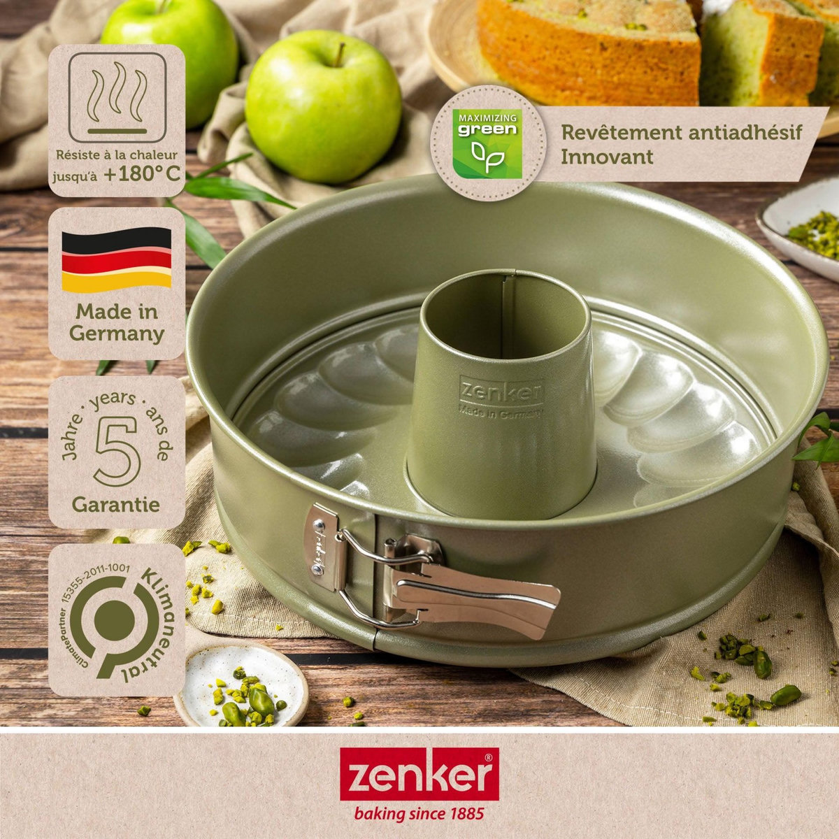 ZENKER Moule à manqué et à savarin double fond 26 cm Zenker Green Vision