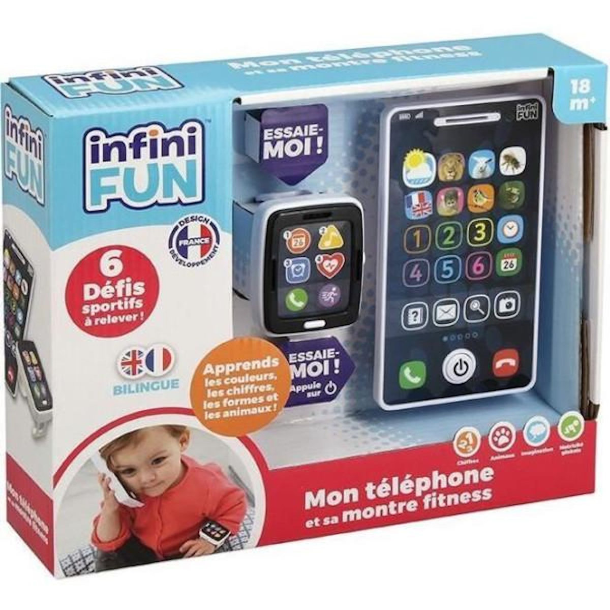 Téléphone et Montre - KD - Mon Téléphone et sa Montre Fitness - Imitation réaliste pour les tout-petits