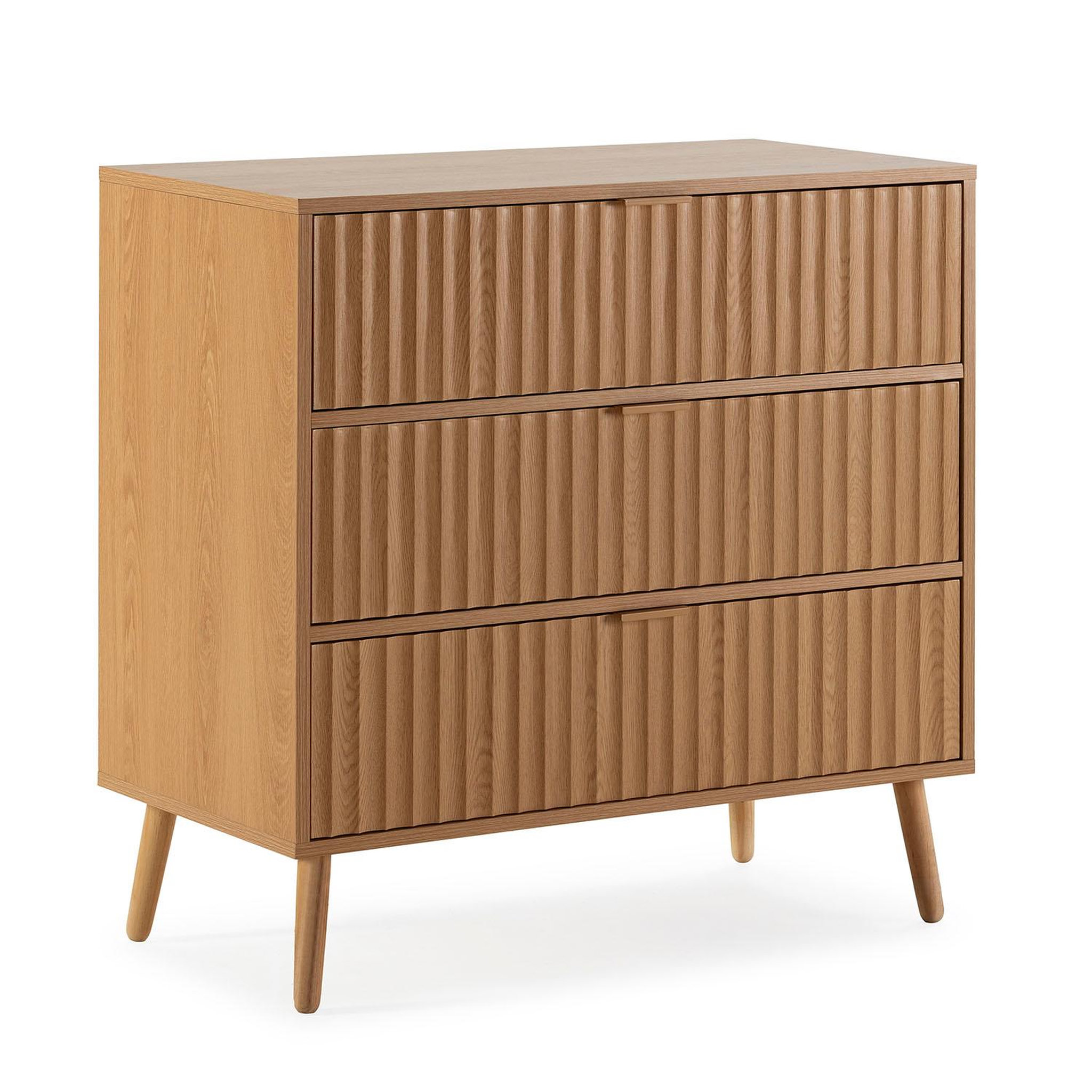 VS VENTA-STOCK Commode de nuit Lluvia 3 tiroirs coloris chêne, largeur 80 cm