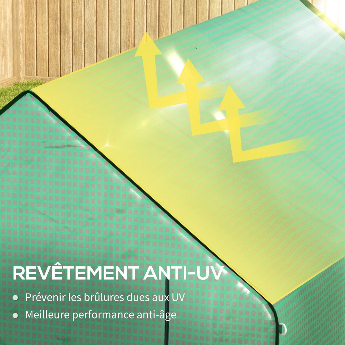 OUTSUNNY Bâche de remplacement serre de jardin dim. 140L x 213l x 190H cm - 2 fenêtres, porte zippée enroulable - PE anti-UV imperméable vert