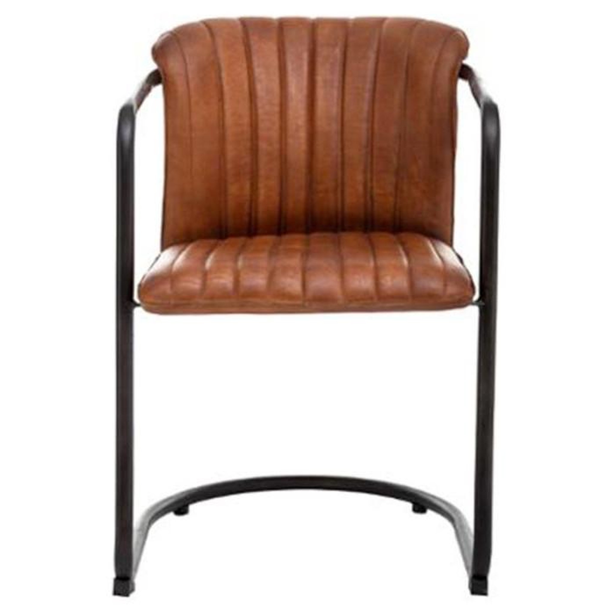 Voir la diapositive 2 : ATMOSPHERA Lot de 2 Fauteuils en Cuir  Kavi  77cm Cognac
