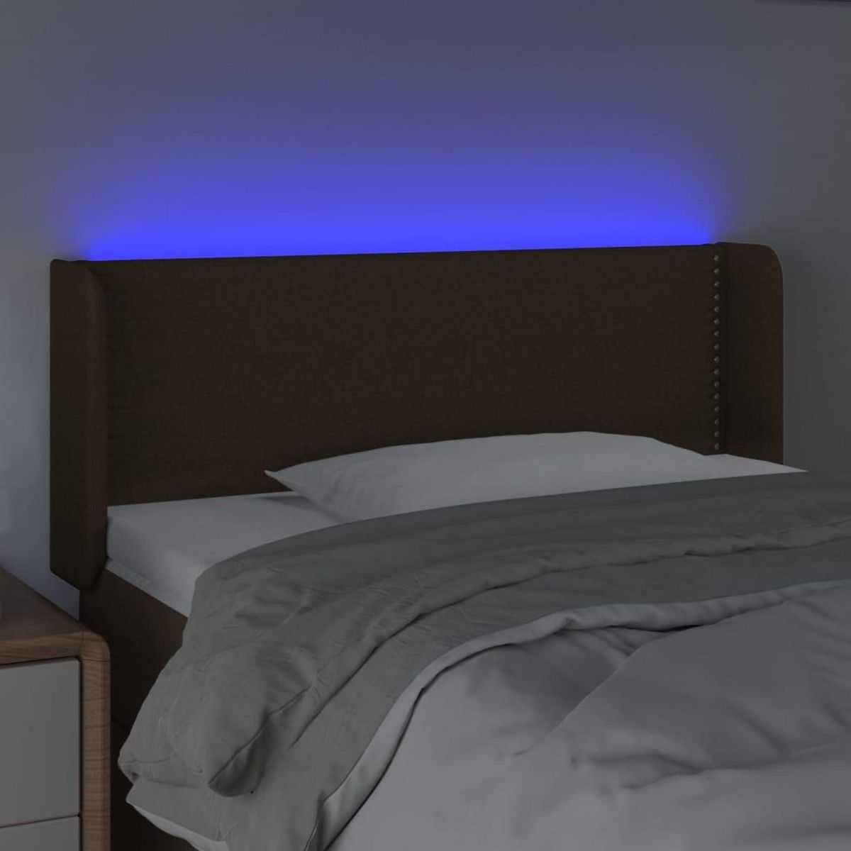VIDAXL Tete de lit a LED Marron fonce 83x16x78/88 cm Tissu