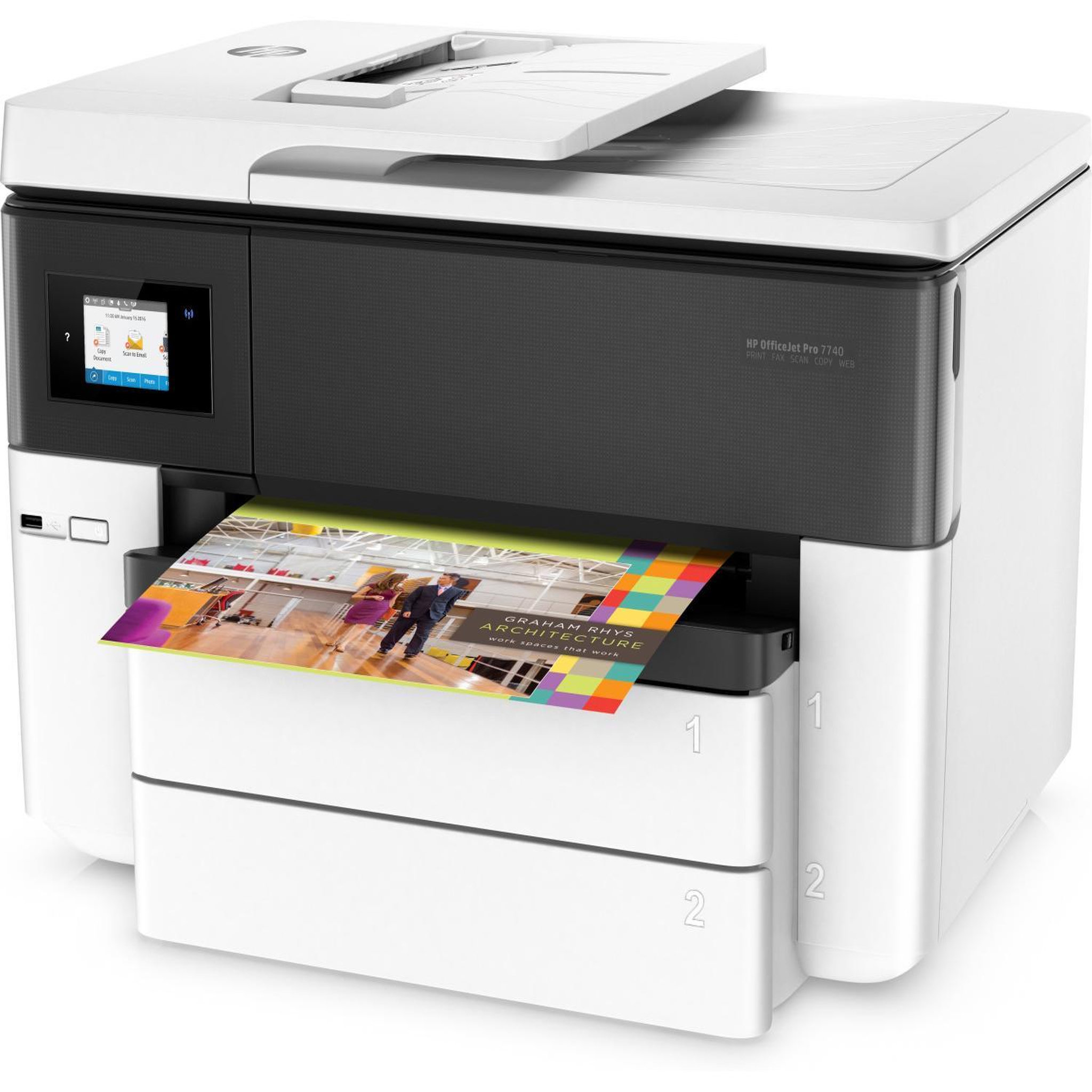 Voir la diapositive 3 : HP Imprimante jet d'encre grand format hp g5j38a a3 4800 x 1200 dpi 22 ppm wi-fi noir blanc