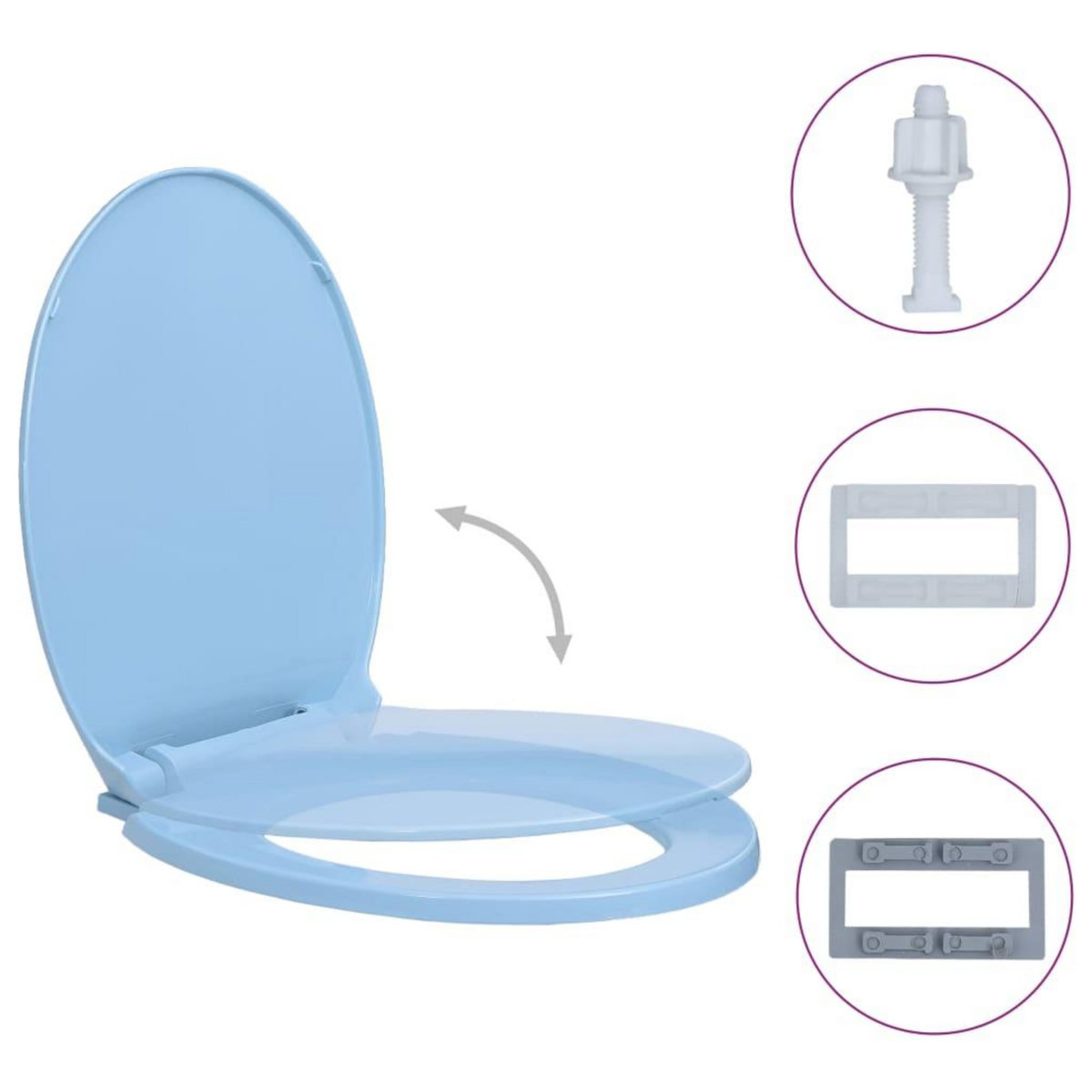 VIDAXL Siege de toilette a fermeture en douceur Bleu Ovale
