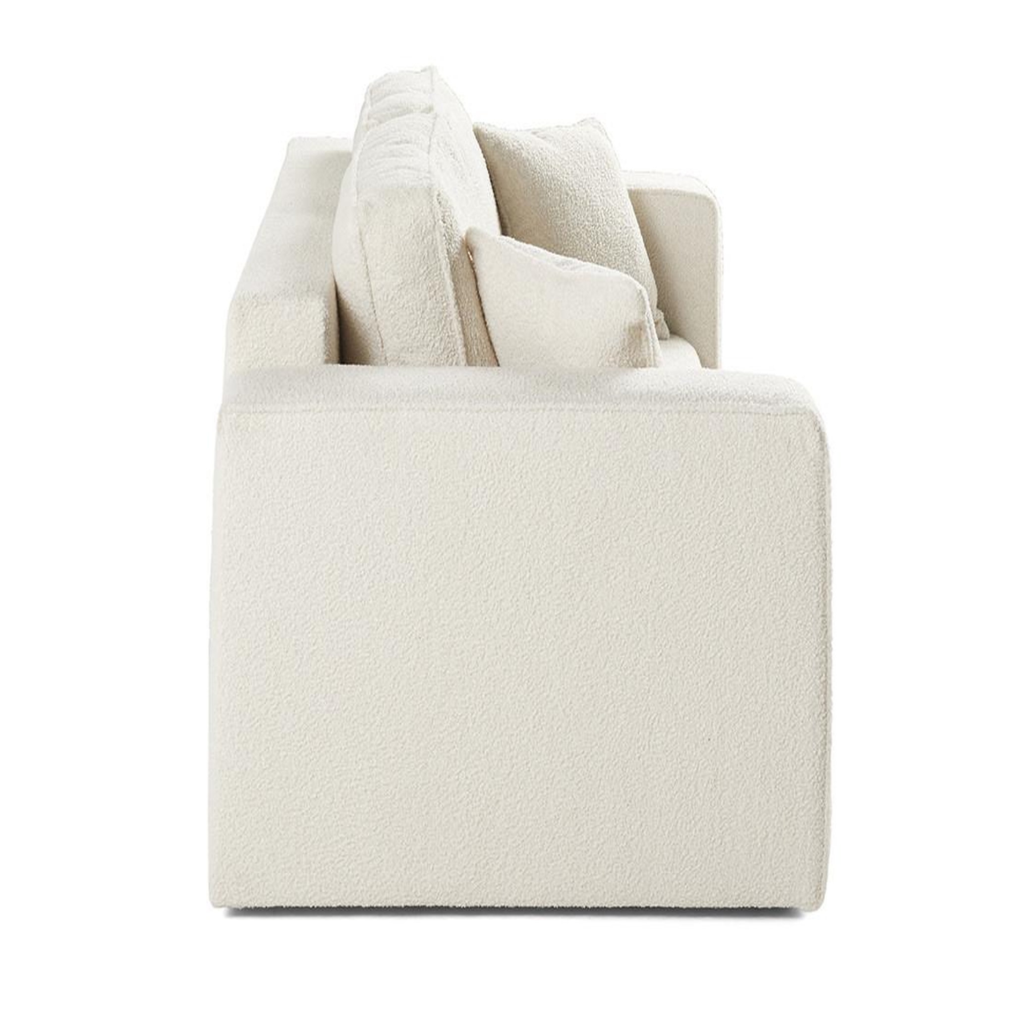 Voir la diapositive 4 : BEST MOBILIER Topaze - canapé droit 2 places - en tissu bouclette