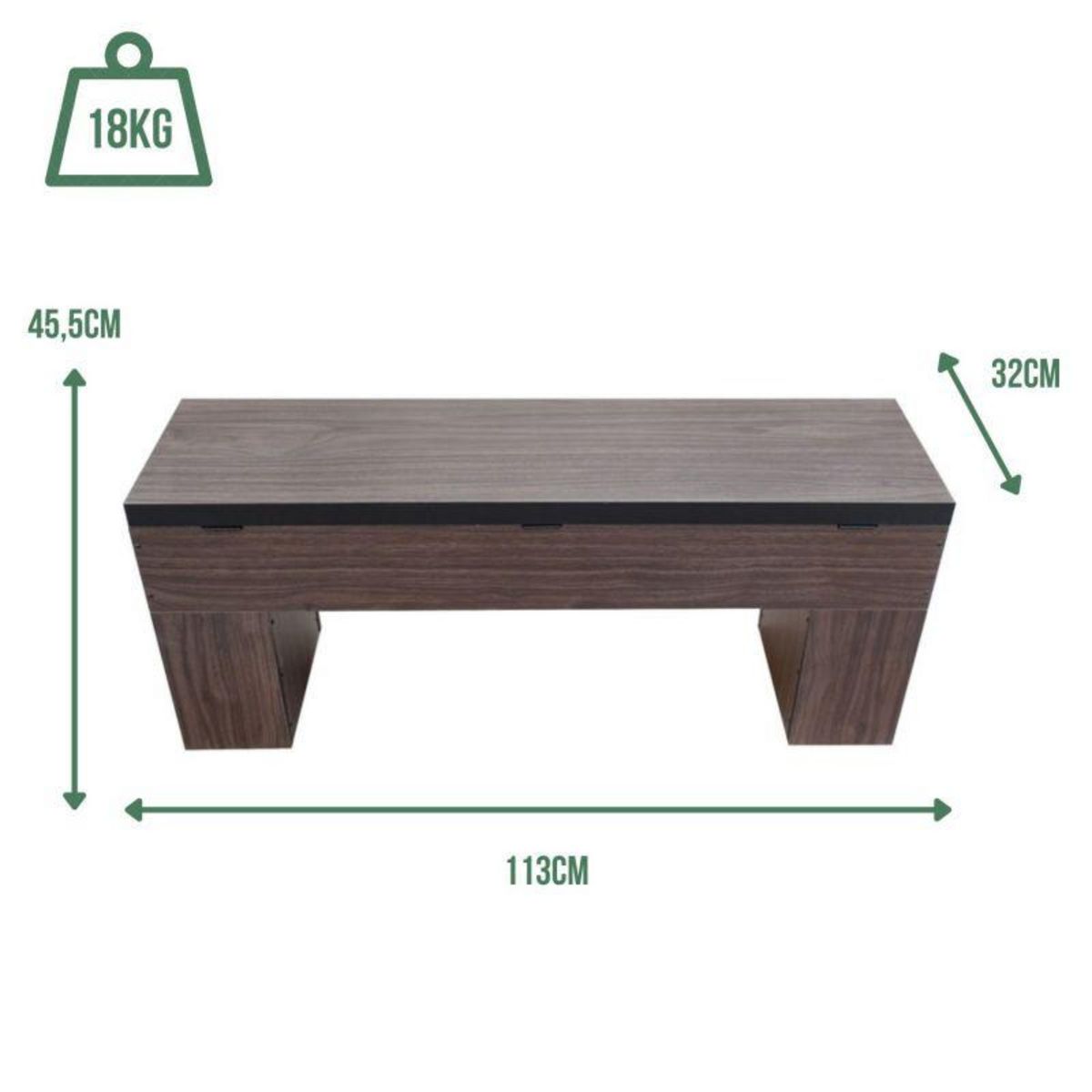 SOKKER Banc Bois avec rangement -113 x 32 x 45.5 cm-Classic