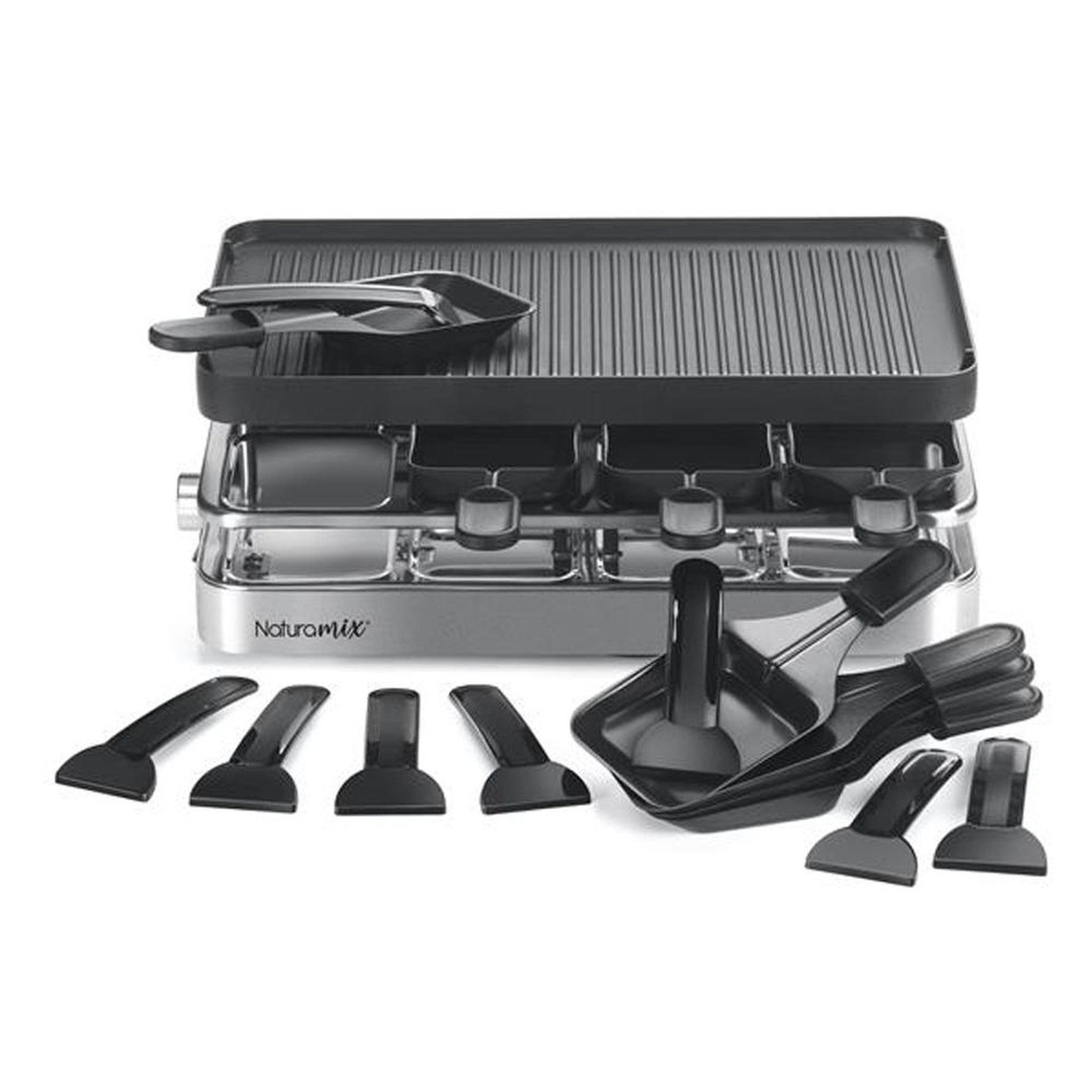 NATURAMIX Appareil à raclette 8 personnes 1200w + grill + crêpe - RAC.INDUS-8