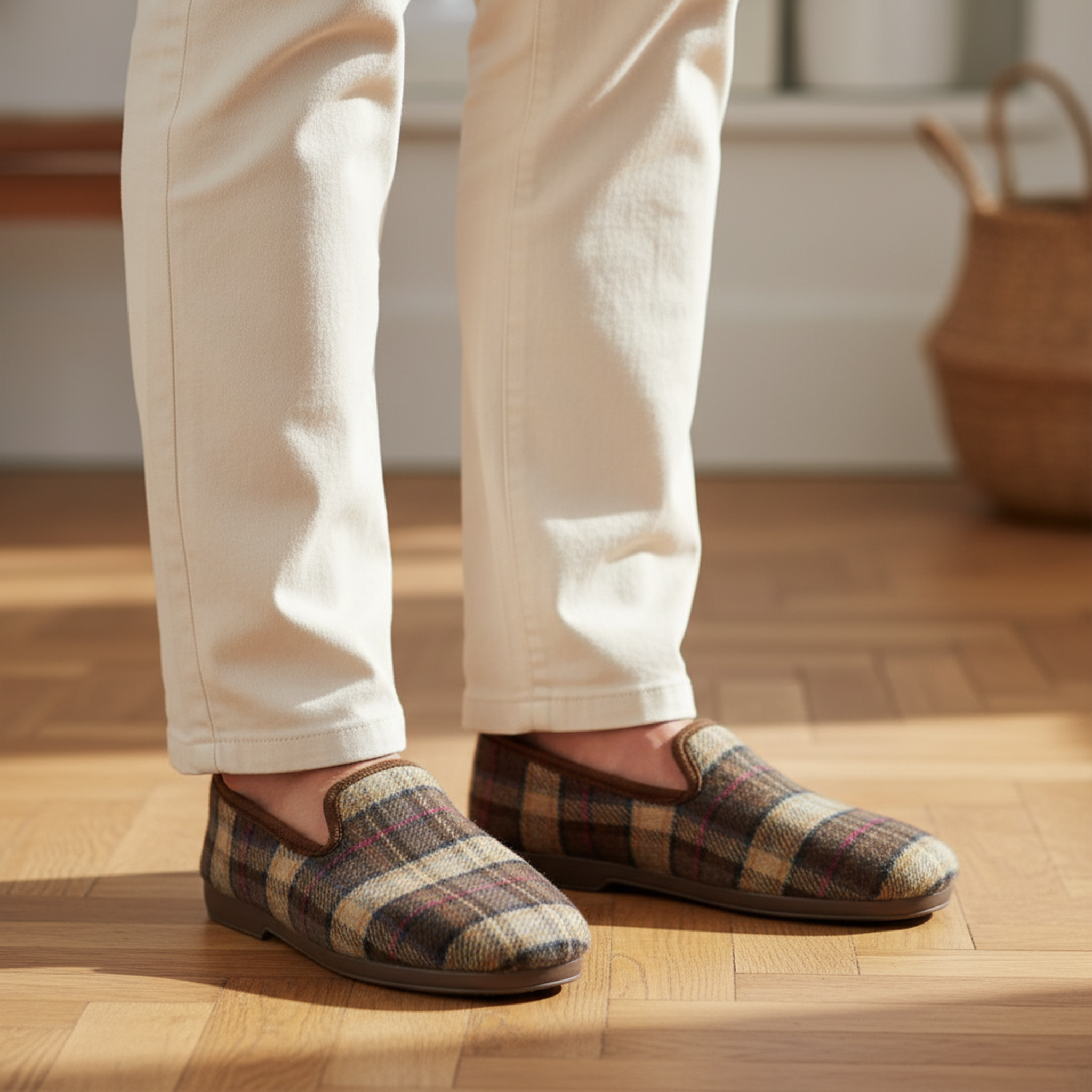 Voir la diapositive 2 : OZABI Ozabi pantoufles charentaises homme fabriquées en espagne carreaux écossais