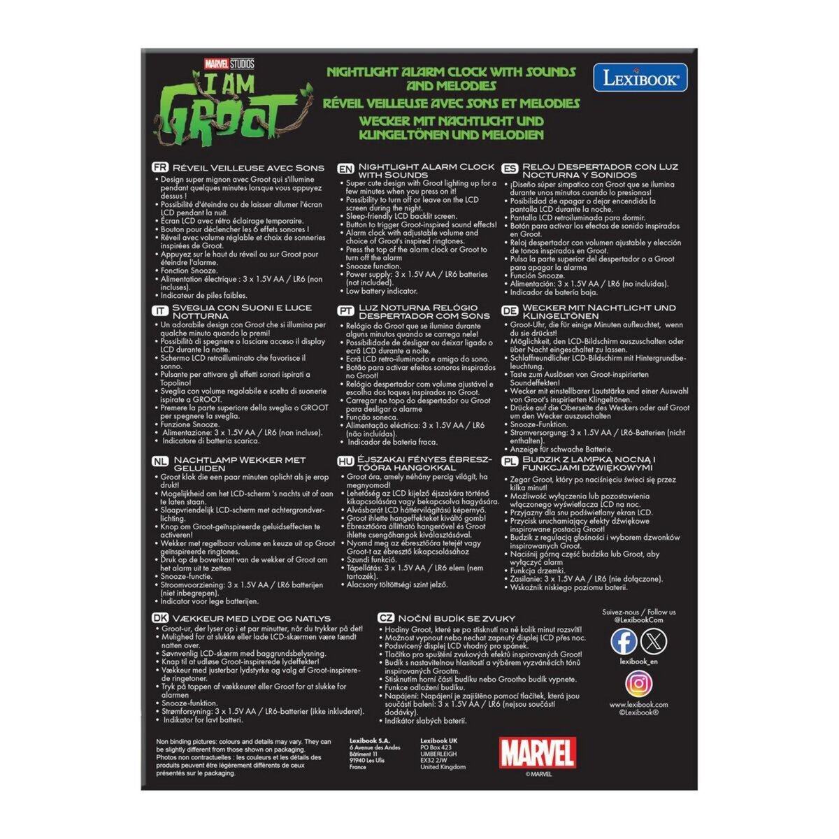Lexibook Réveil avec veilleuse Groot des Gardiens de la Galaxie 3D
