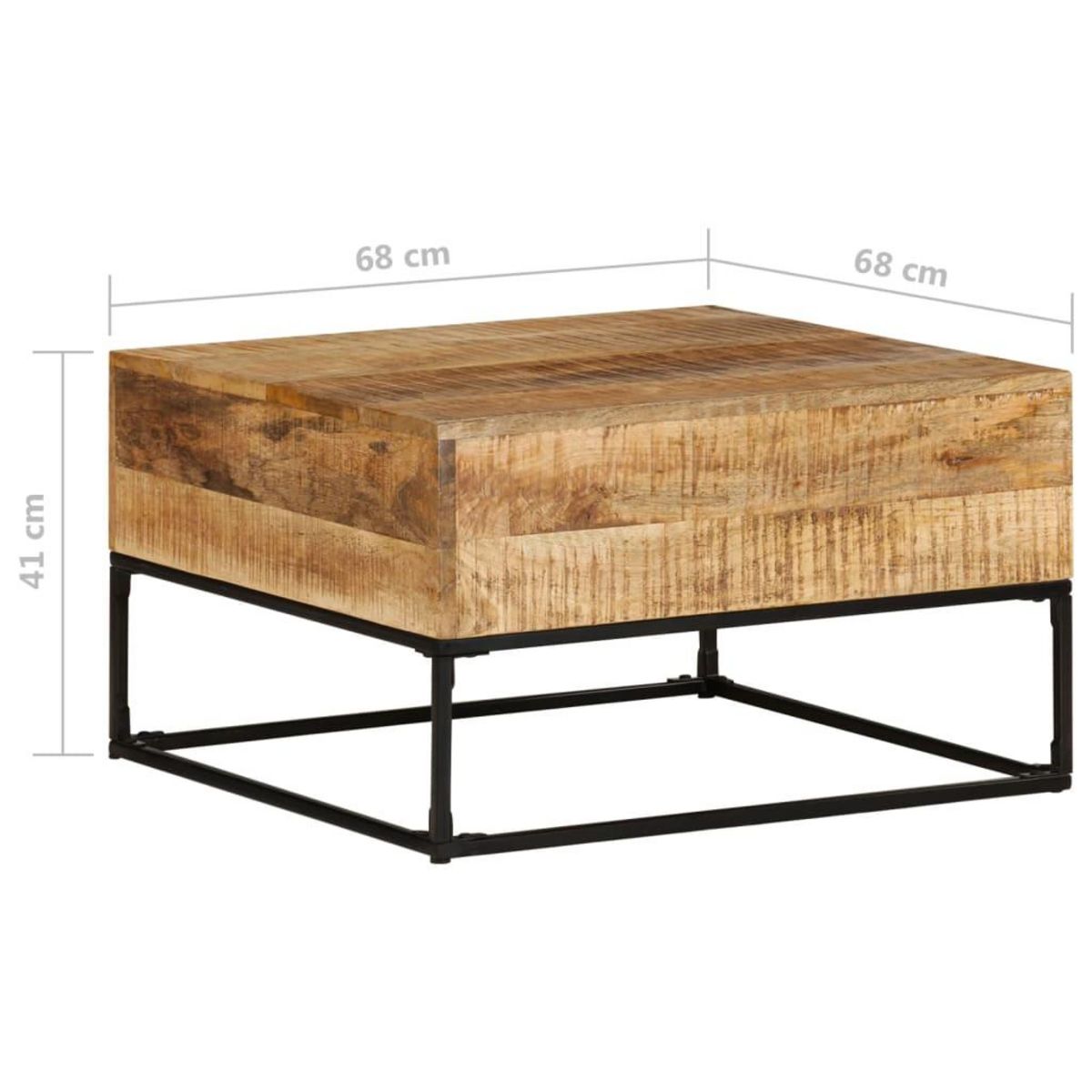 VIDAXL Table basse 68x68x41 cm Bois de manguier brut