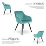 Voir la diapositive 3 : tectake Ensemble de 4 chaises cuir synthétique aspect velours turquoise/noir