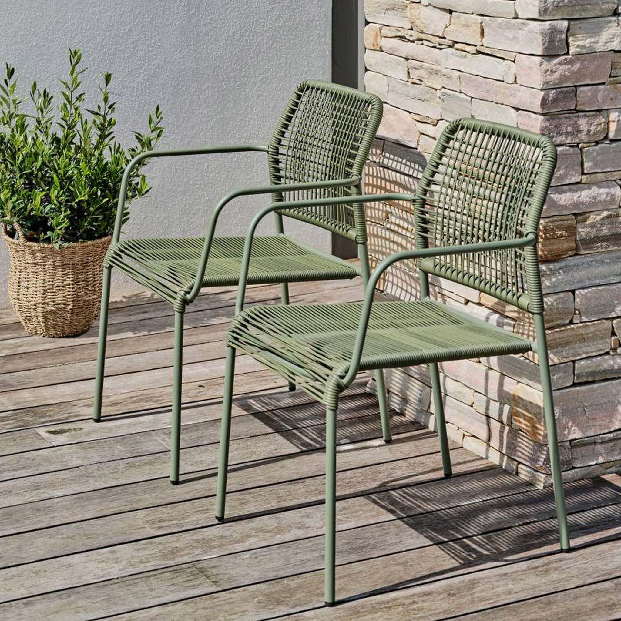 Voir la diapositive 2 : Paris Prix Lot de 2 fauteuils de jardin  marceau  78cm vert olive