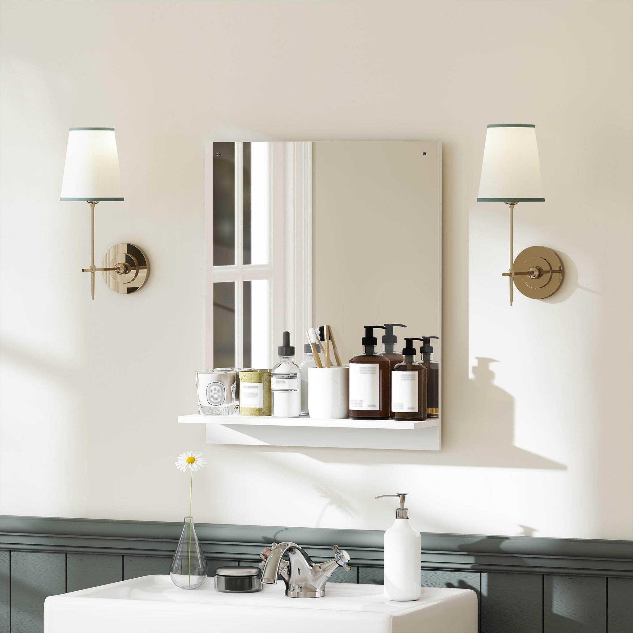 Voir la diapositive 6 : HOMCOM Miroir mural salle de bain - étagère - 50 x 60 cm - blanc