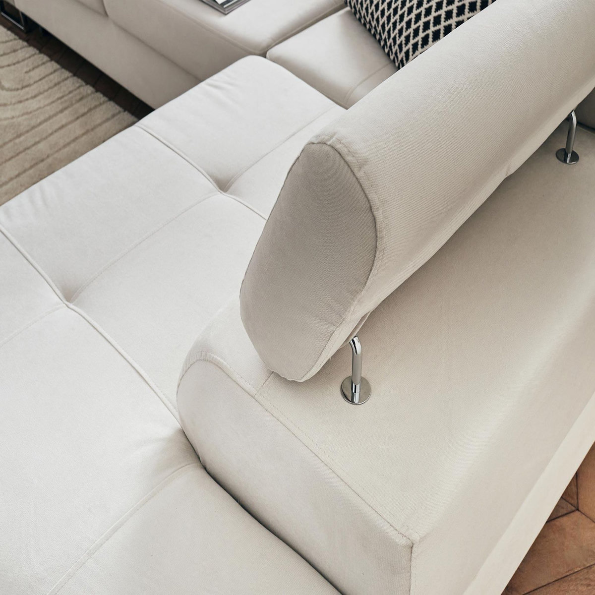 BEST MOBILIER Pablo - canapé d'angle droit - 5 places - convertible avec coffre et têtières réglables - en velours