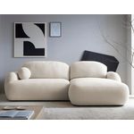 BEST MOBILIER Berenice - canapé d'angle droit 4 places convertible avec coffre en tissu bouclette. Coloris disponibles : Gris, Marron, Beige