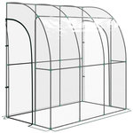 OUTSUNNY Serre de jardin adossée serre adossée dim. 2,14L x 1,18l x 2,12H m 2 portes zippées enroulables acier PVC transparent