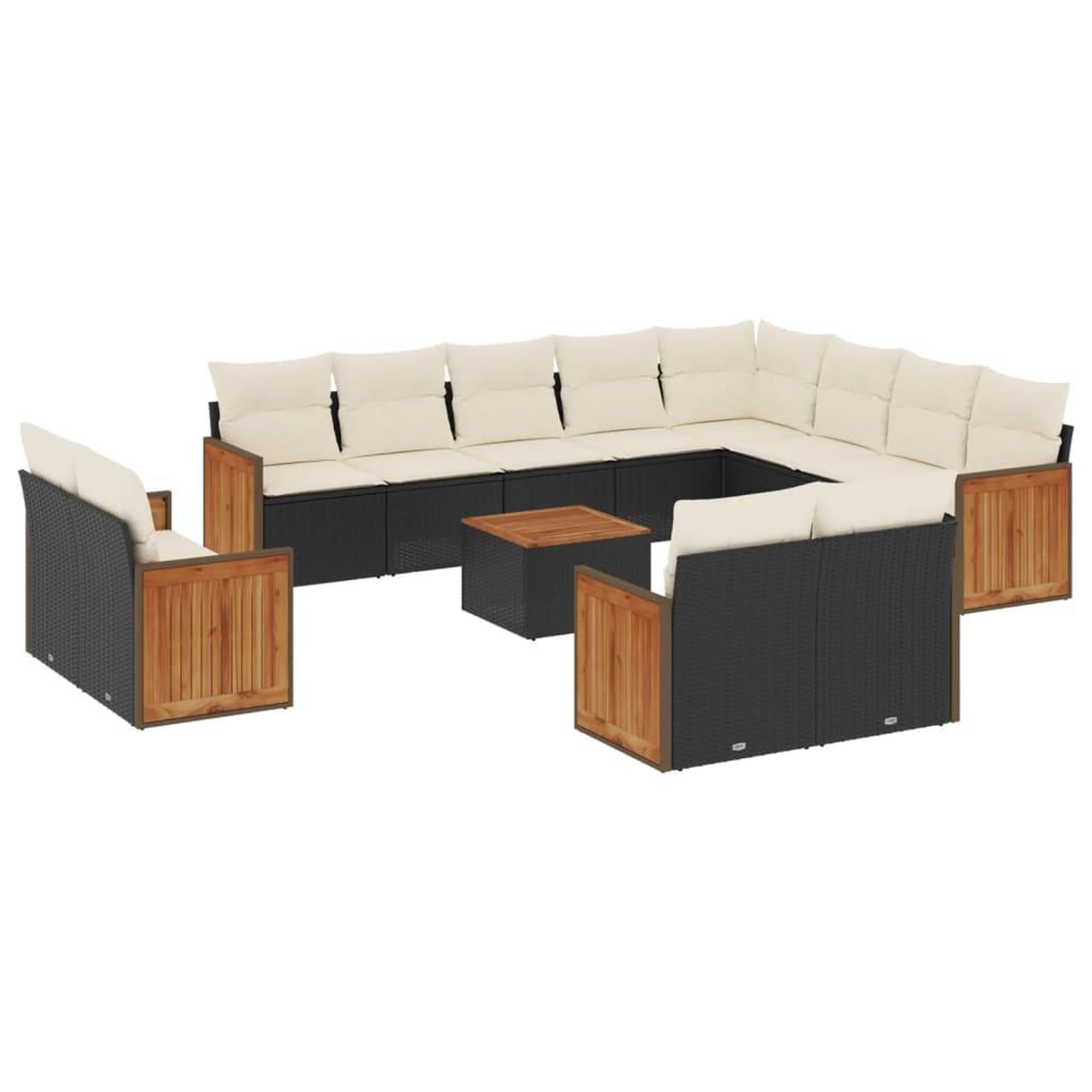 Voir la diapositive 2 : VIDAXL Salon de jardin avec coussins 13 pcs noir resine tressee