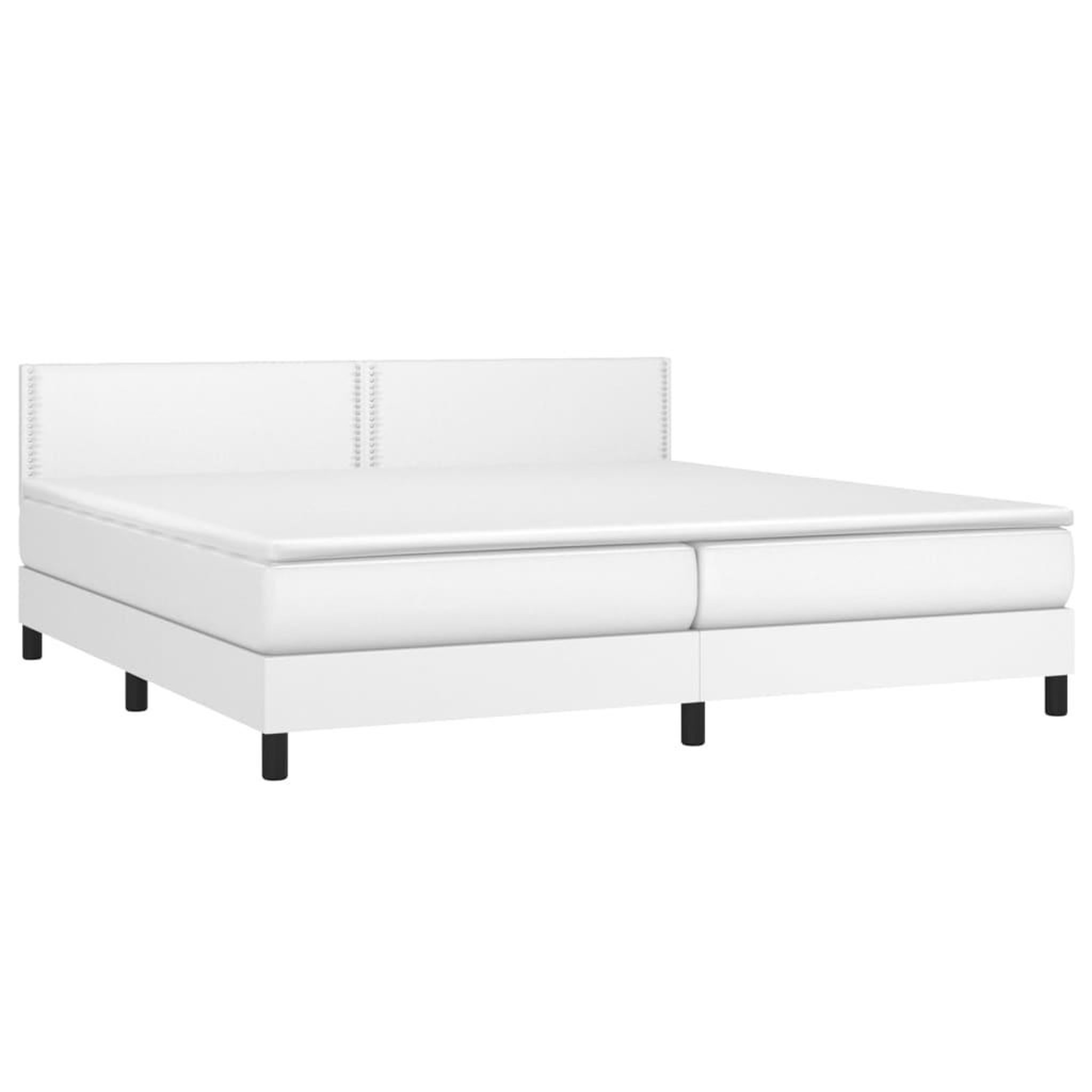 Voir la diapositive 3 : VIDAXL Sommier a lattes de lit avec matelas Blanc 200x200cm Similicuir