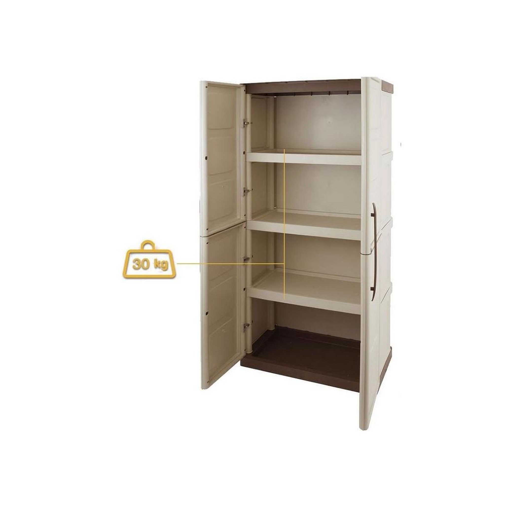 Voir la diapositive 5 : INTEC Armoire de rangement haute 2 portes 3 étagères - 70 x 39 x 165 cm - armoire intérieur/exterieur résistante intec