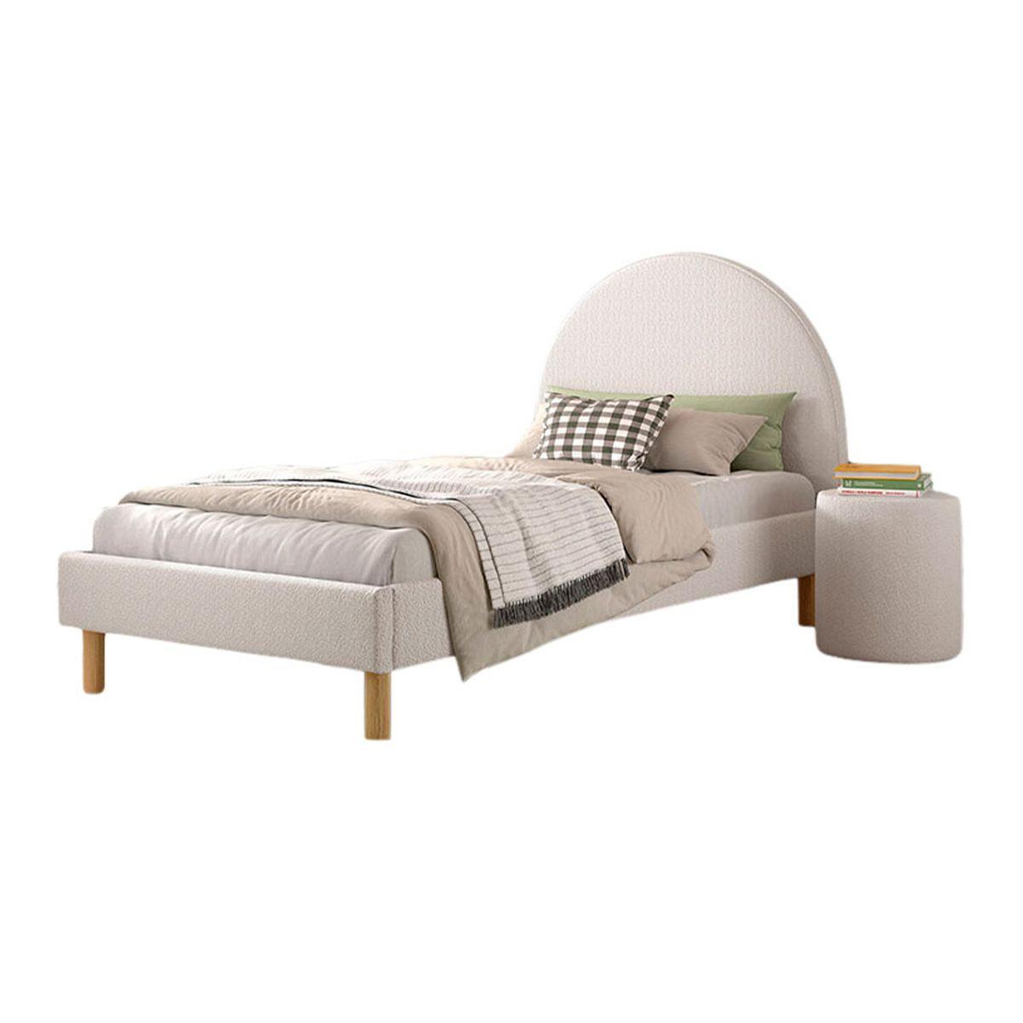 Voir la diapositive 2 : Paris Prix Pack - lit enfant & pouf bouclé  moon  90x200cm blanc