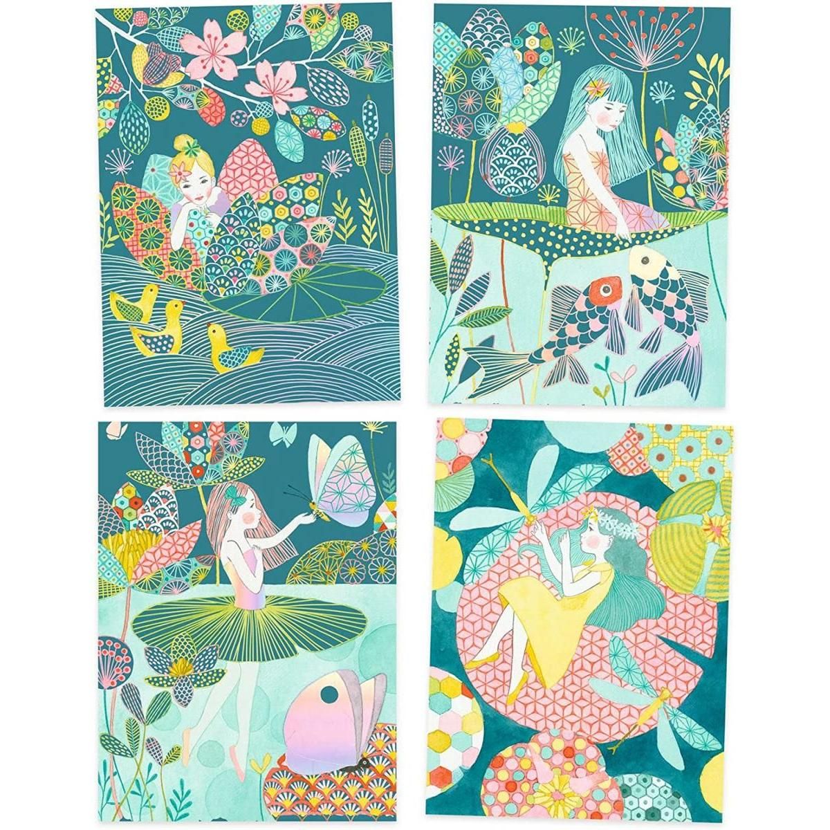 Djeco Pochette 4 cartes a gratter L'étang