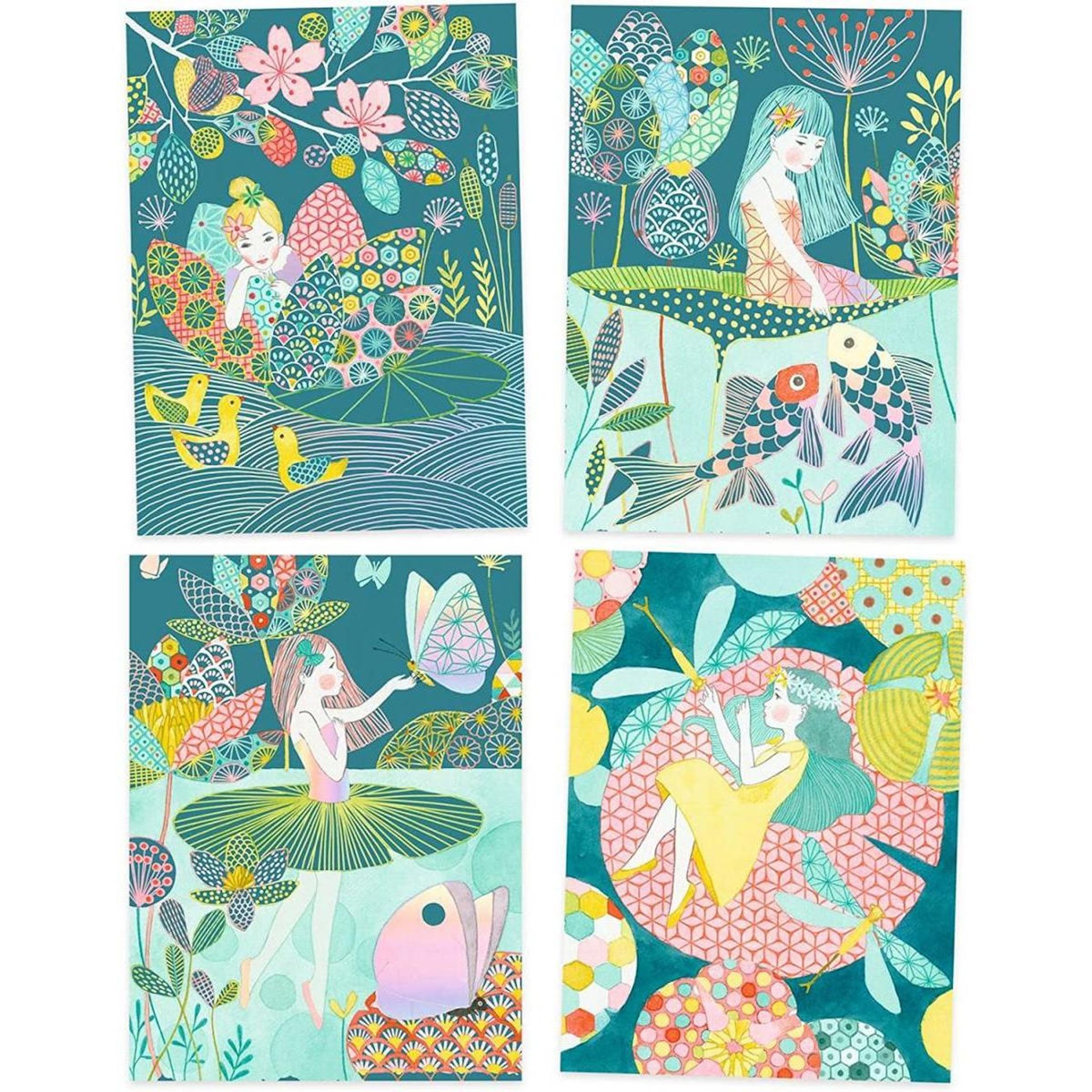 Djeco Pochette 4 cartes a gratter L'étang