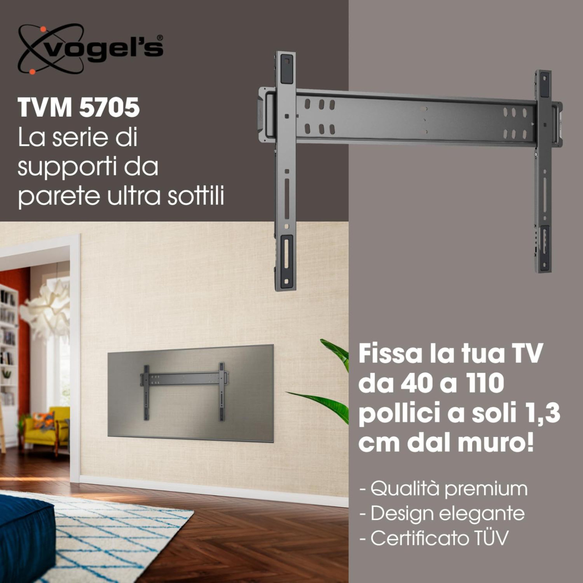 Voir la diapositive 3 : Vogel's Vogel's tvm 5705 support de fixation murale pour télévisions 40-110'' jusqu'à 100 kg vesa 600x400