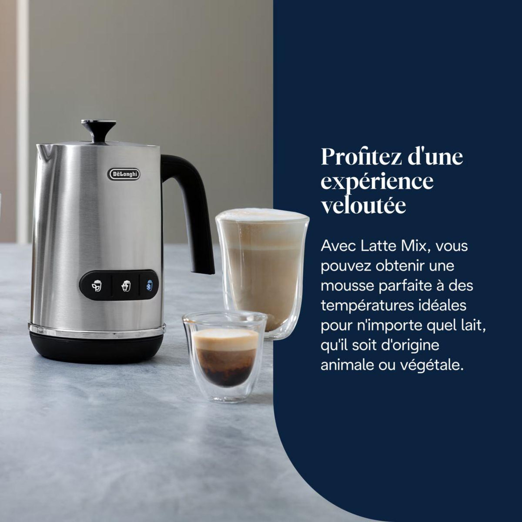 Voir la diapositive 2 : DELONGHI Mousseur à lait lattemix métal emf3.m