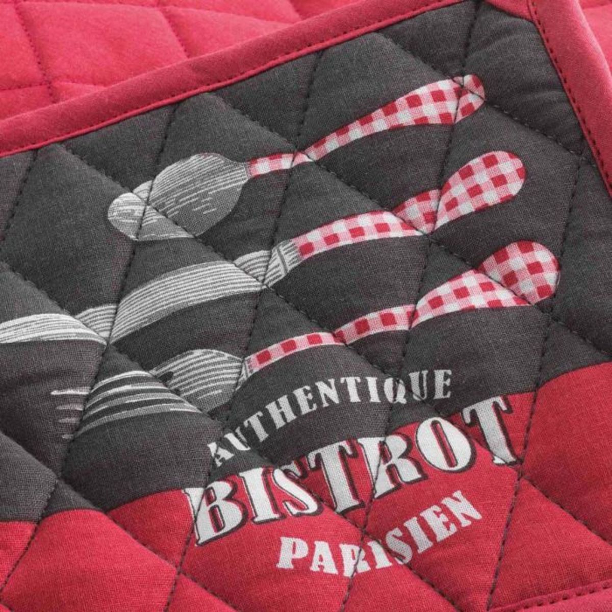 Paris Prix Gant & Manique en Coton  Au Bistrot  28cm Rouge