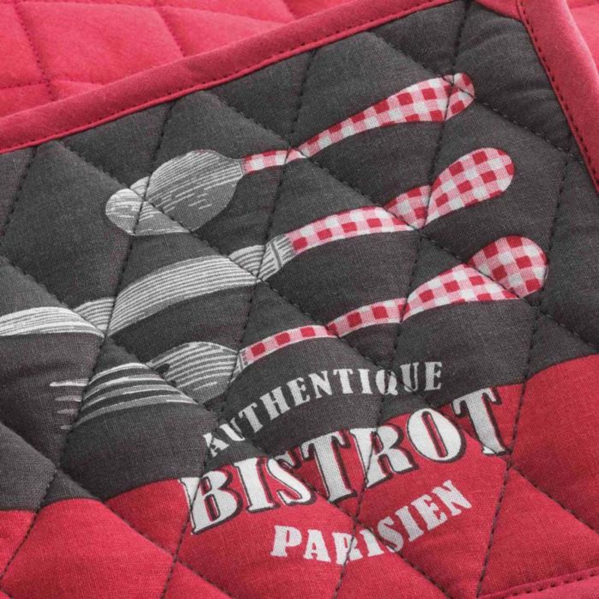 Paris Prix Gant & Manique en Coton  Au Bistrot  28cm Rouge