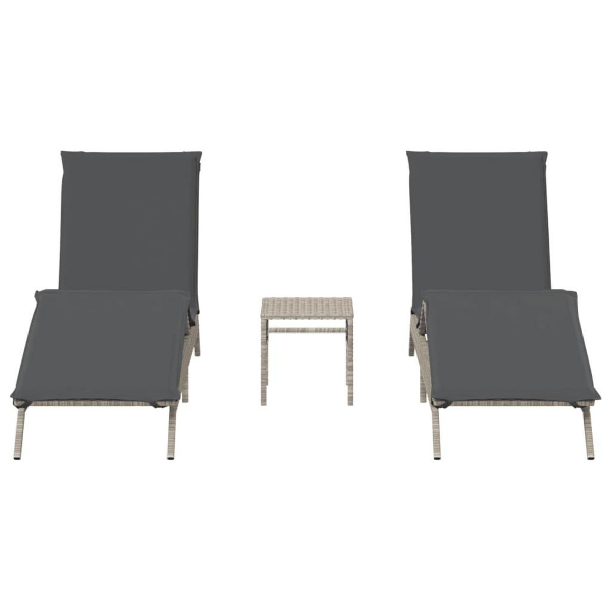 VIDAXL Chaises longues lot de 2 avec table gris clair resine tressee