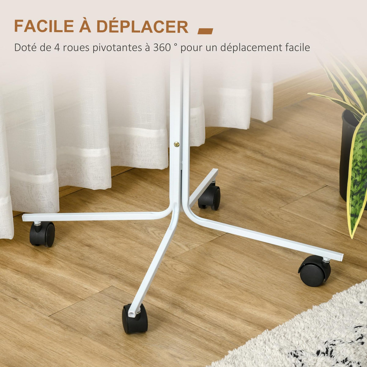 PAWHUT Perchoir sur pied pour perroquets, grandes perruches - 4 roulettes - 2 mangeoires et plateau inox, perchoir - métal blanc