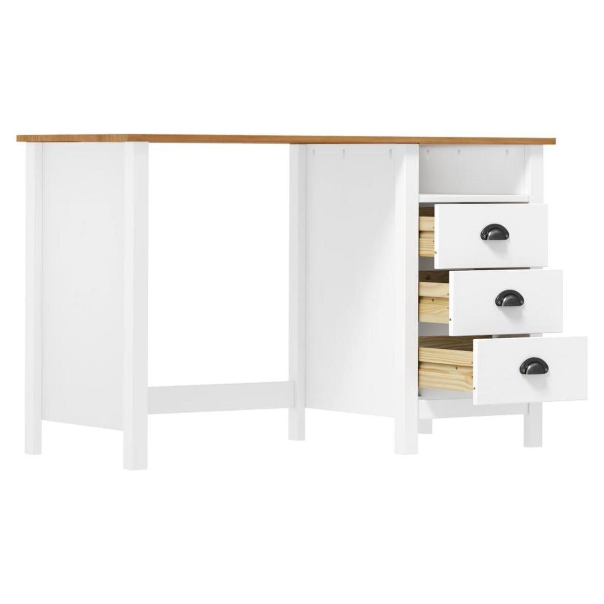 VIDAXL Bureau Hill avec 3 tiroirs 120x50x74 cm Pin solide