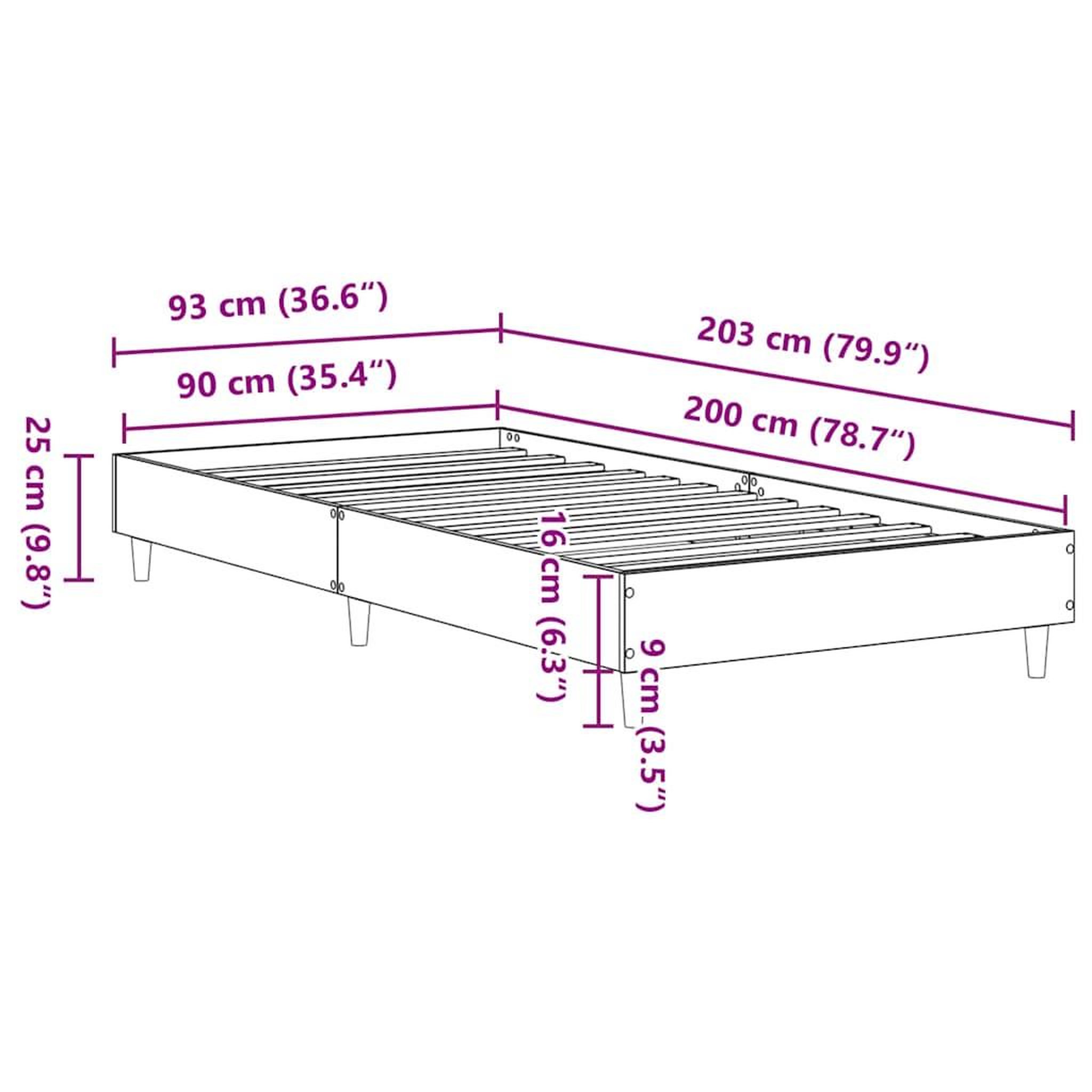 Voir la diapositive 6 : VIDAXL Cadre de lit sans matelas chene artisanal 90x200 cm