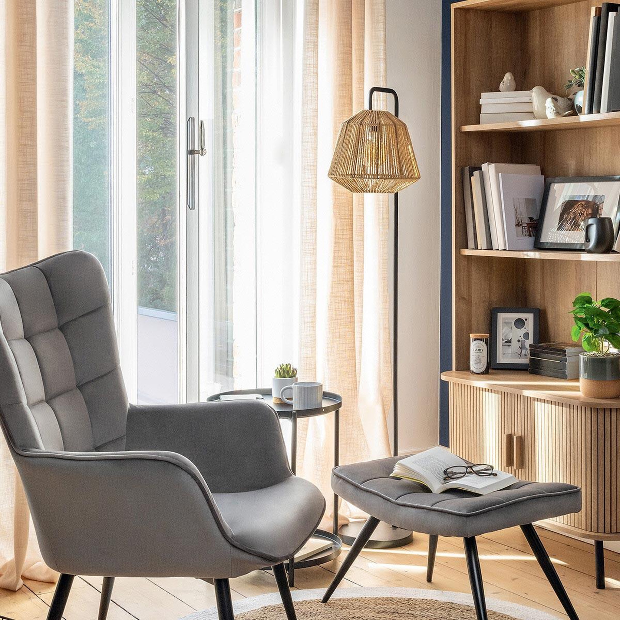 Voir la diapositive 4 : ATMOSPHERA Lampadaire design  jily  150cm beige & noir
