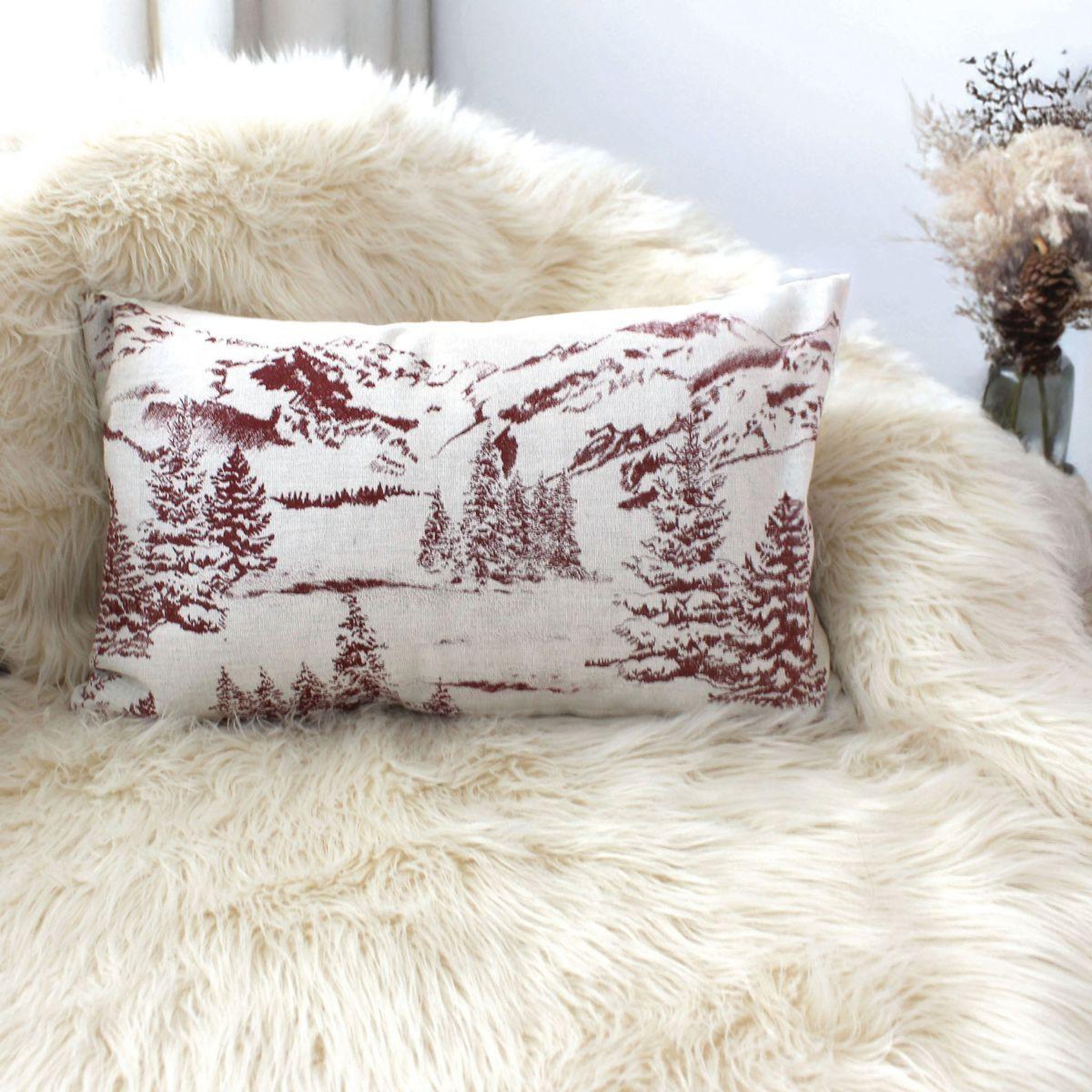 Voir la diapositive 3 : ENJOY HOME Coussin déco de noël  ebène  30x50cm écru & rouge