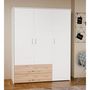 Voir la diapositive 2 : MARKET24 Armoire de chambre - Blanc mat / Chene artisan - 3 portes et 2 tiroirs - 152,8 x 52,7 x 190,8 cm