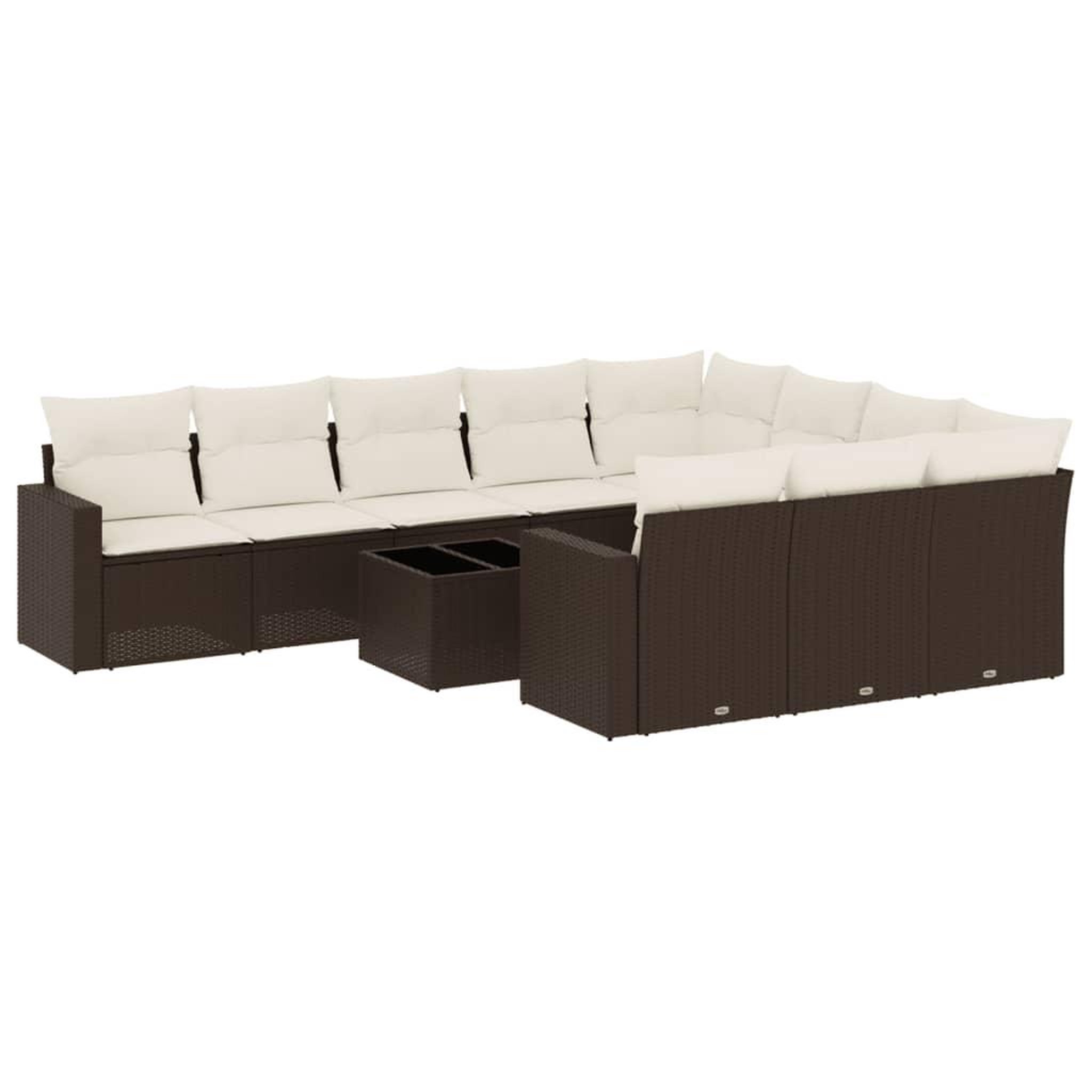 Voir la diapositive 2 : VIDAXL Salon de jardin et coussins 11 pcs marron resine tressee